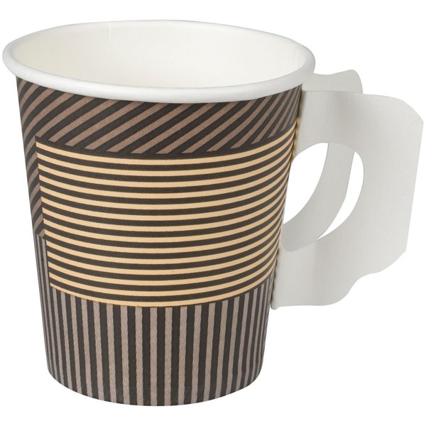 Abena Cups, Hot, Coffee Cup w/ Handle, 7.1 Gross Ounce, 3" Height, 2.8" Diameter, Brown Design, PE/Paper 133324